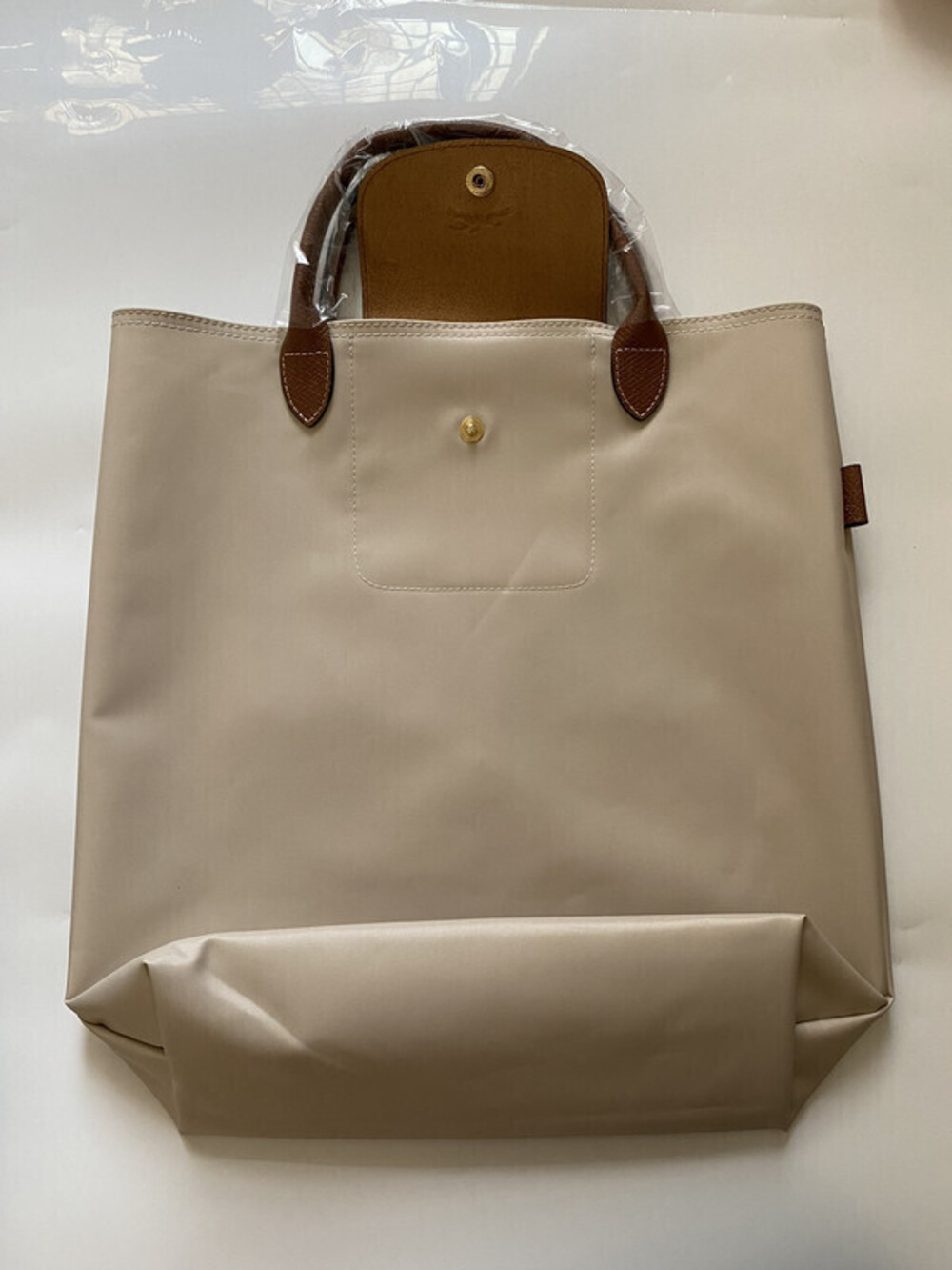 Longchamp Le Pliage Large Cream Foldable Travel Shopping Tote